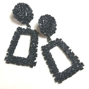 Black Metal Dangly Earrings